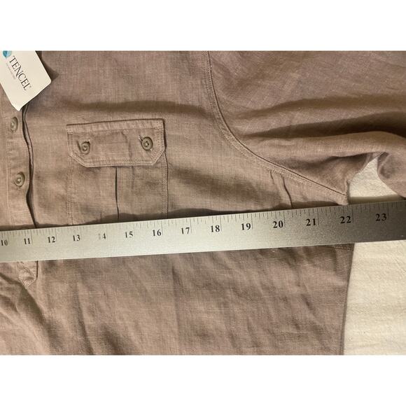 LL Bean Women's Size Large Tencel Tunic Blouse‎ Relaxed Fit Pullover Beige NWT - Picture 5 of 7
